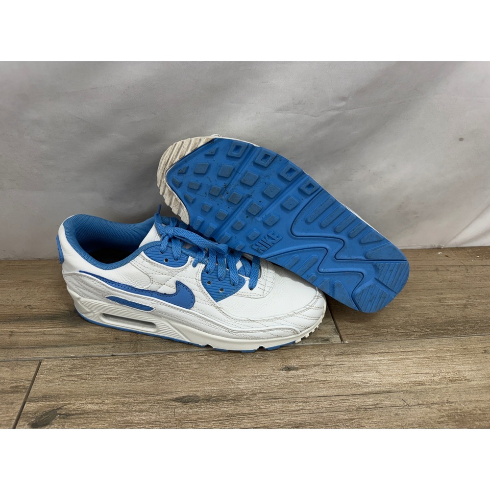 Nike Air Max 90 White Laser Blue‎ Sneakers DJ3175-991 Womens 9 Low Top Shoes - Picture 5 of 9